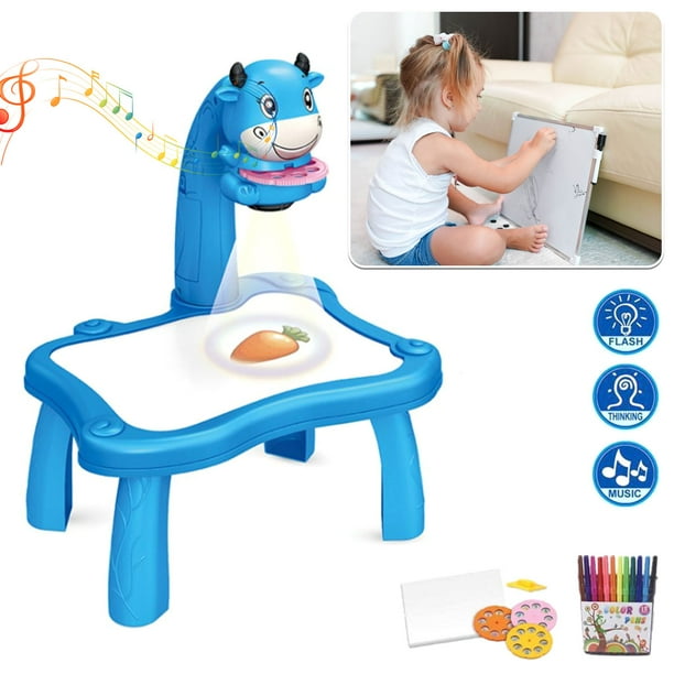 Muyoka Mesa de proyector de dibujo para niños, juguete de proyector de rastreo y dibujo con luz y música, proyector inteligente para niños, escritorio de dibujo, máquina de pintura de proyección de ap Muyoka Hogar