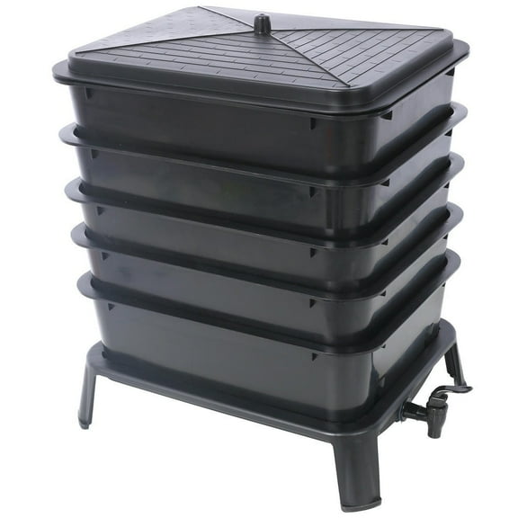 Barara King 5-Layer Worm Compost Bin, 50L Worm Composter, Easy Setup Inclusive Worm Farm Kit for Recycling Food Waste