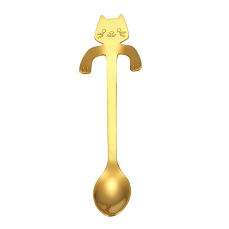 

homes kitchen tools dishes for the home salad serving utensils Cat Spoon Short Handle Spoons Flatware Coffee Drinking Tools Kitchen Gadge