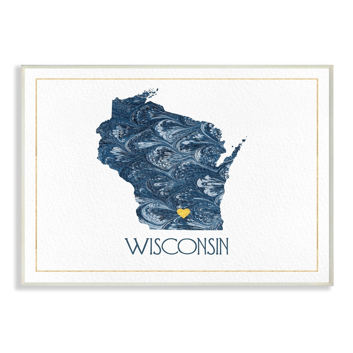 The Stupell Home Decor Wisconsin Minimal Blue Marbled Paper Silhouette Wall Plaque Art