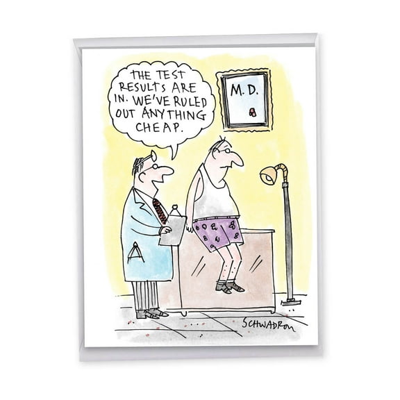 1 Large Funny Get Well Card (8.5 x 11 Inch) - Test Results Feel Better J6959GWG