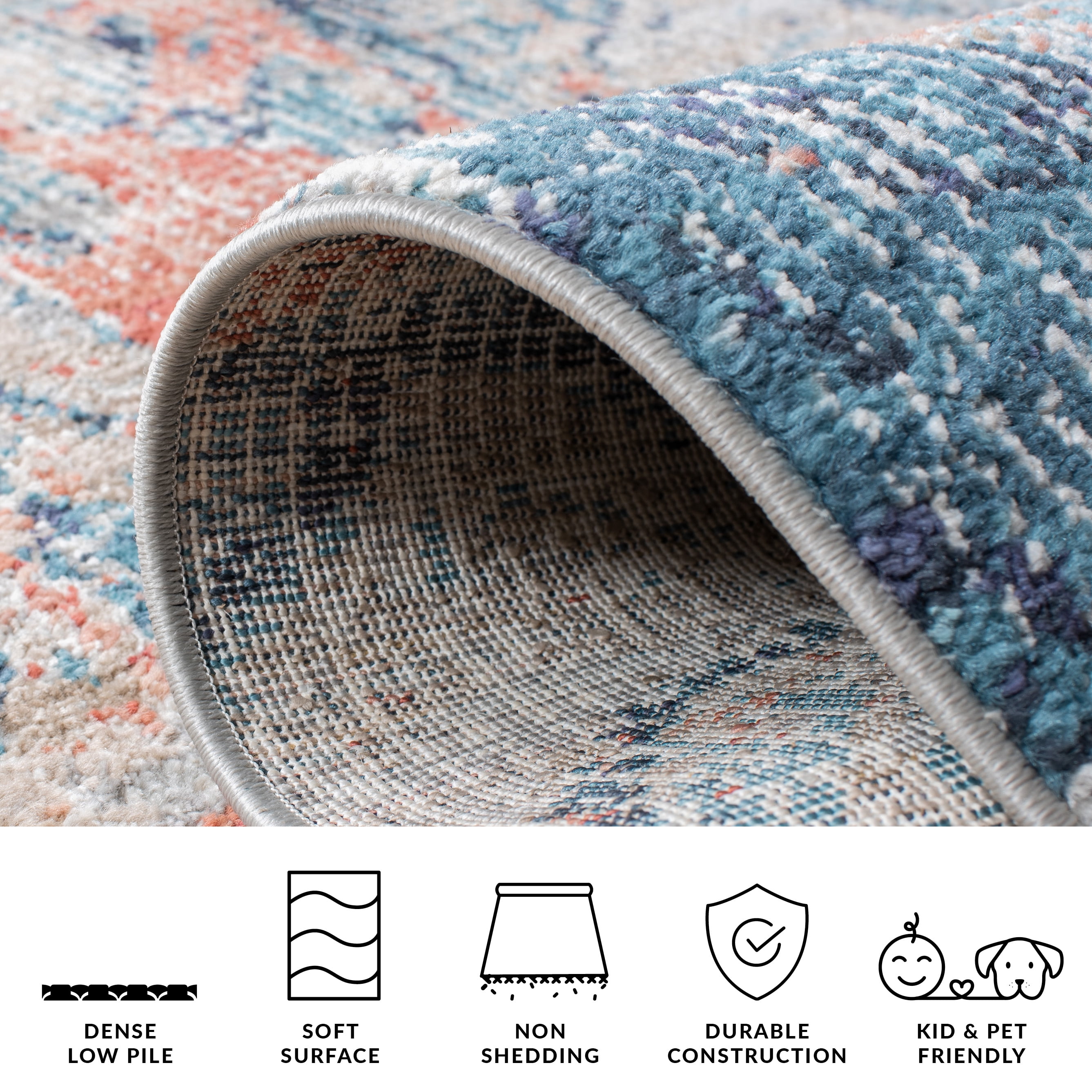 Safavieh Madison Nanda Abstract Area Rug, Beige/Blue, 6'7" x 6'7" Round