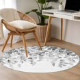 thumbnail image 5 of Round Area Rug 3ft,Farmhouse Gray Eucalyptus Leaves on White Washable Carpet Non-Slip Runner Accent Rugs Indoor Floor Mat for Bedroom Living Room Decor,Summer Plant, 5 of 9