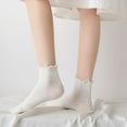 thumbnail image 4 of 5 Pair Women Girls Crew Socks Japanese Style Cute Ruffle Trim Cotton Ankle Socks, 4 of 18