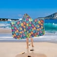 thumbnail image 2 of Yayeee Kids Hooded Towel with Hand Pockets Beach Soft Absorbent Bath Wrap 50 x 23.5 inch, Vibrant Art Leaves Pattern, 2 of 5