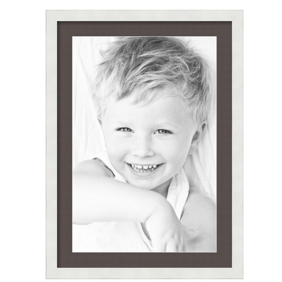 ArtToFrames 20x28" Matted Picture Frame with 16x24" Single Mat Photo Opening Framed in 1.25" Satin White Frame and 2" Chestnut Mat (FWM-3966-20x28)