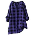 thumbnail image 2 of Women's Business Casual Tops Button Down Long Sleeve Plaid Spring Shirts Lapel Collared Dressy Fashion Work Blouses, 2 of 6