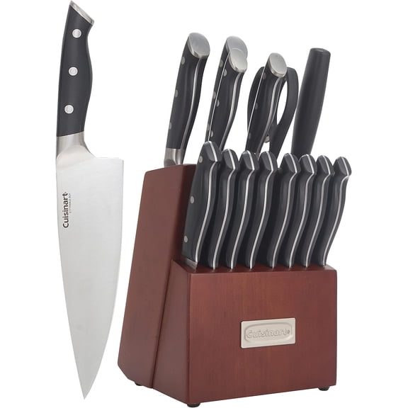 Cuisinart Classic 15-Piece Nitrogen Infused Stainless Steel Knife Block Set with Steak Knives, Shears & Sharpener