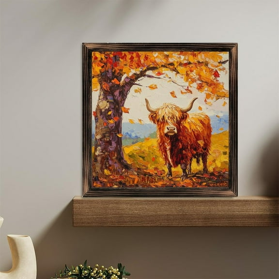 Autumn Cow Art Wooden Sign Wall Plaque - Vintage Art Decoration, Wall Decoration - Ideal Gift For Home Decoration, Living Room, Bathroom, Bedroom, Garden, Dining, Bar, Cafe, Festival Party Decor