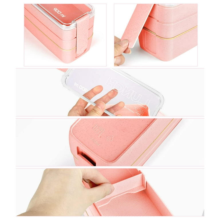 35Pcs Bento Box Japanese Lunch Box Kit Leakproof Bento Lunch Box for Kids  Adults Wheat Straw 3 Layer Stackable Lunch Containers with Compartment