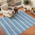 thumbnail image 3 of Large Area Rugs 8'x10', Blue Striped Carpet Runner Indoor Outdoor Rugs Home Decor Aesthetic, Retro Farmhouse Simple Lines Art Non Slip Mats Washable Accent Rug for Living Room Bedroom, 3 of 8
