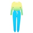 thumbnail image 4 of SZJXBUY Lounge Wear for Women 2 Piece Set Plus Size Gradient Color Stripes Outfits Suit Long Sleeve Shirts Sweatsuit Drawstring Long Pant Tracksuits with Pockets,Sky Blue,XL, 4 of 5