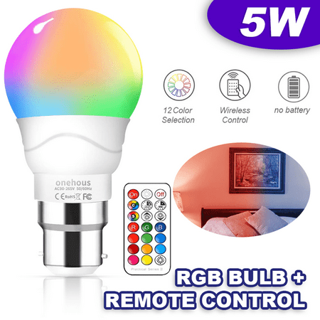 

AMERTEER Colour Changing Light Bulb B22 Dimmable 6W Remote Control LED Bulbs Bayonet Warm White onehous Night Light Bulb for Home Bar Party KTV Mood Ambiance Lighting 6W