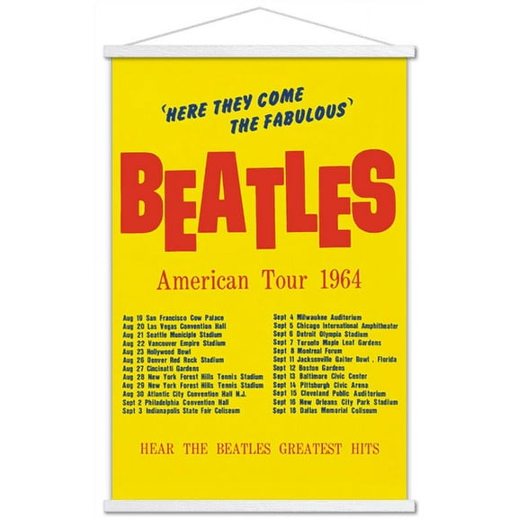 The Beatles - American Tour 1964 Wall Poster with Wooden Magnetic Frame, 22.375" x 34"