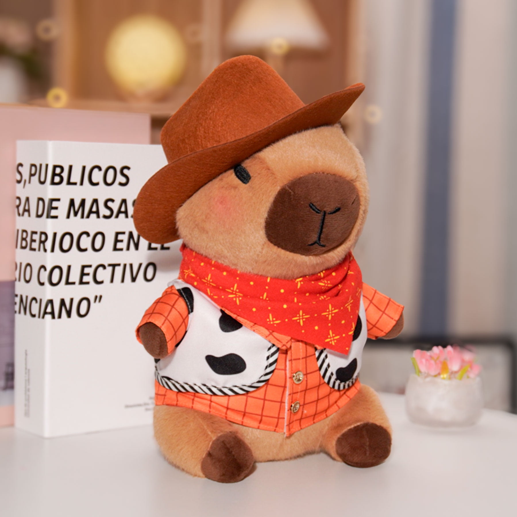Capybara Plush with 10PCS Clothes & Accessories, 10.2 Inch Dress Up Capybara Stuffed Animal with 2 Hats, 3 Sweaters, 1 Outfit, 2 Bags & 1 Scarf, Cute Plush Toy Gift for Kids Birthday & Christmas