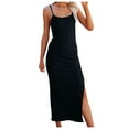 thumbnail image 2 of Women Dresses Plus Sleeveless Dresses New Solid Sling Sexy Fashion Dresses Black Trendy Skirt Size L, 2 of 9