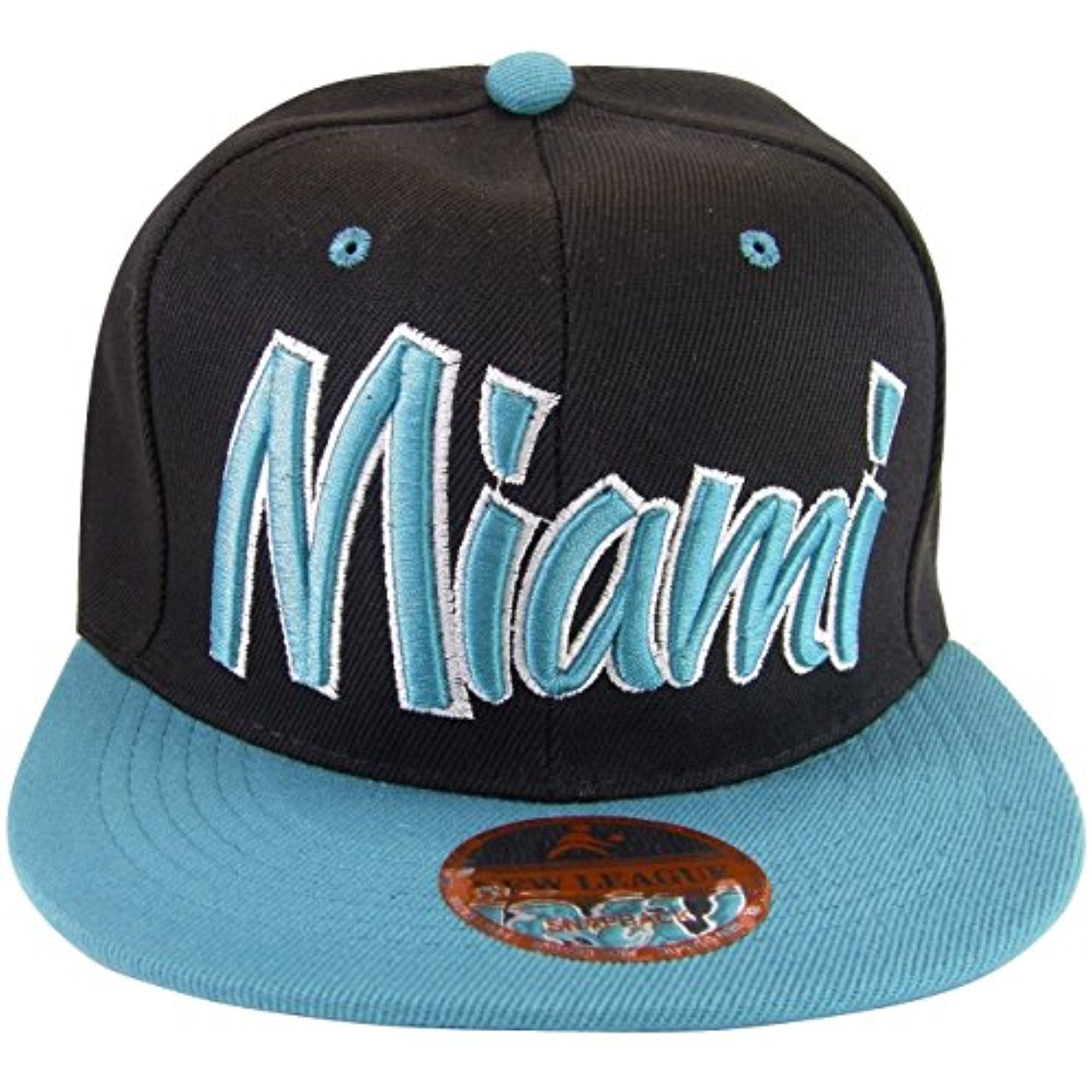 Miami Cursive Script Men's Adjustable Snapback Baseball Caps (Black ...