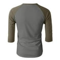 thumbnail image 6 of UVEASISHA Fashion Henley Shirts for Men Raglan 3/4 Sleeve Baseball Tshirt Regular Fit Casual V Neck Button Up T-Shirts Fall Fashion Clothes Army Green L, 6 of 8