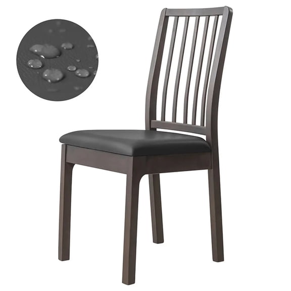 PU Leather Dining Chair Slipcover‑Waterproof Stain‑Resistant Chair Cover with Elastic Buckle Straps‑Soft Padded High‑Back Protector Fits 14‑21 Inch Standard Dining Chairs