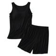 thumbnail image 2 of Short Sets for Women Sleeveless Scoop Neck Padded Tank Top and Shorts 2 Piece Matching Set Womens Lounge Set, 2 of 5