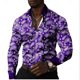 thumbnail image 3 of Camisa de discoteca de moda para hombre, camisa casual con estampado floral retro en 14 colores, camisa de manga larga con solapa y botones, camisa para hombre S-5XL, 3 of 5