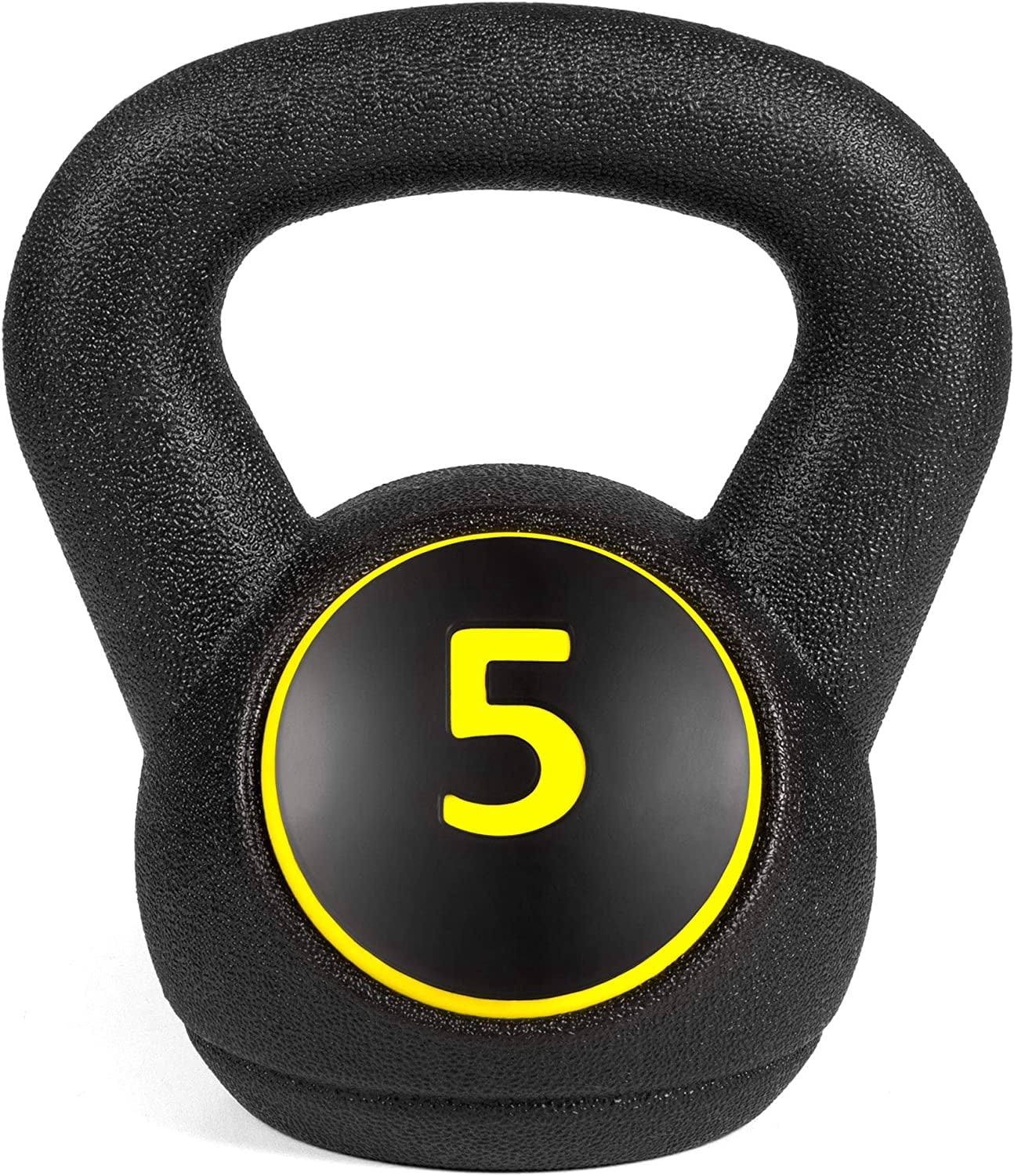 ZJTER 3-Piece Kettlebell Set with Storage Rack, HDPE Coated Exercise Fitness Concrete Weights for Home Gym, Strength Training, HIIT Workout 5lb, 10lb, 15lb