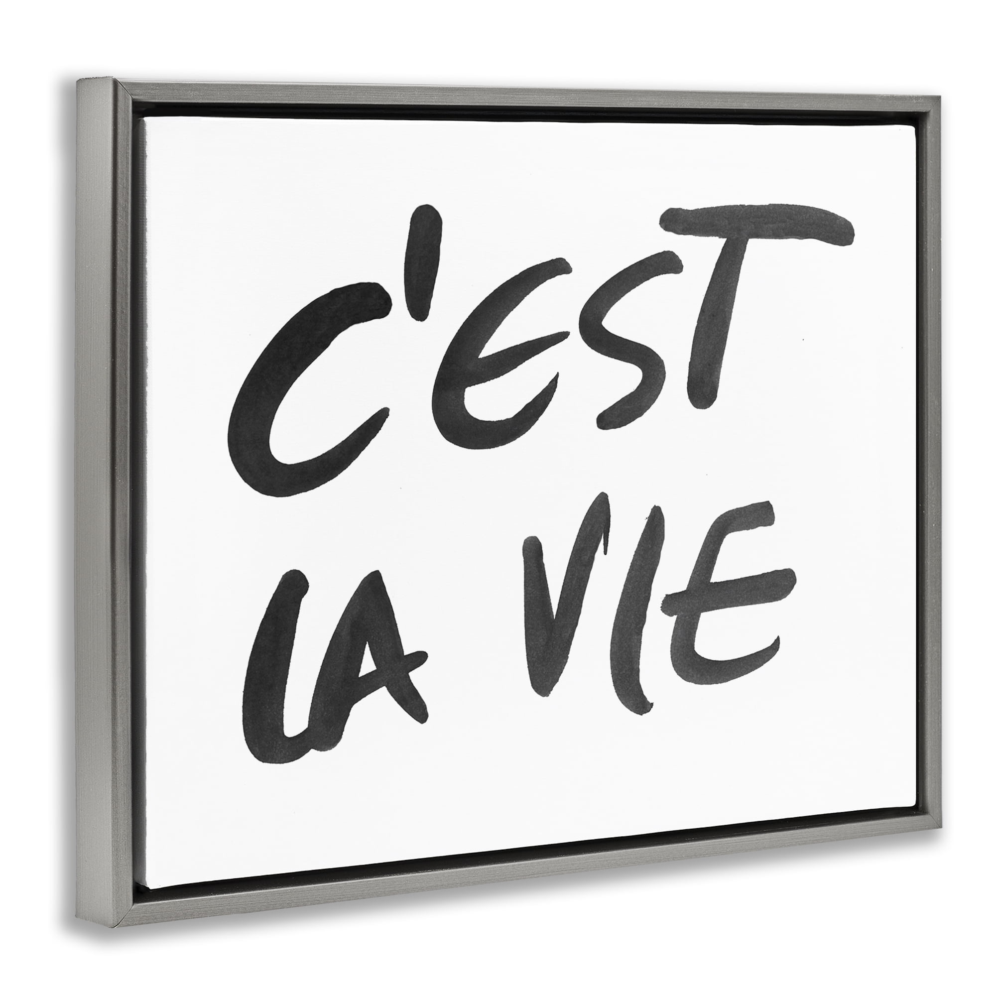 Stupell Industries C'est La Vie Minimal Text Gray Framed Floater Canvas Wall Art, design by SD Graphics Studio