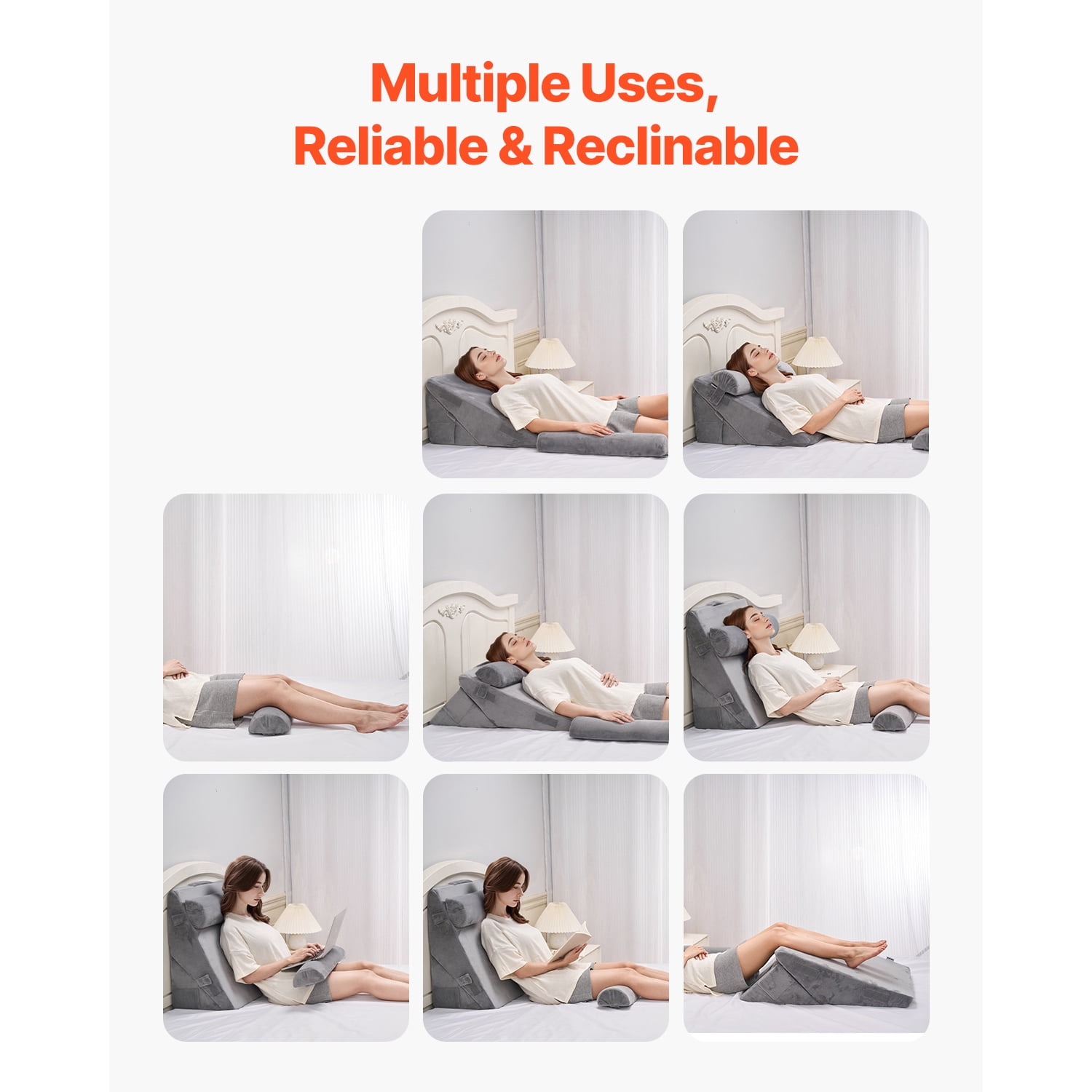 KFFKFF Sleep Aid Pillow, Set of 4, Customizable Orthopedic Bed Wedge, Assists Arm Leg Neck Shoulder, Post-Operative Comfort Pillow for Back Discomfort, Digestive Issues, Snoring Mitigation