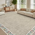 thumbnail image 2 of HOMERRY Area Rug 5' x 7' Rugs for Living Room Modern Washable Indoor Floral Border Carpet, Light Camel, 2 of 6