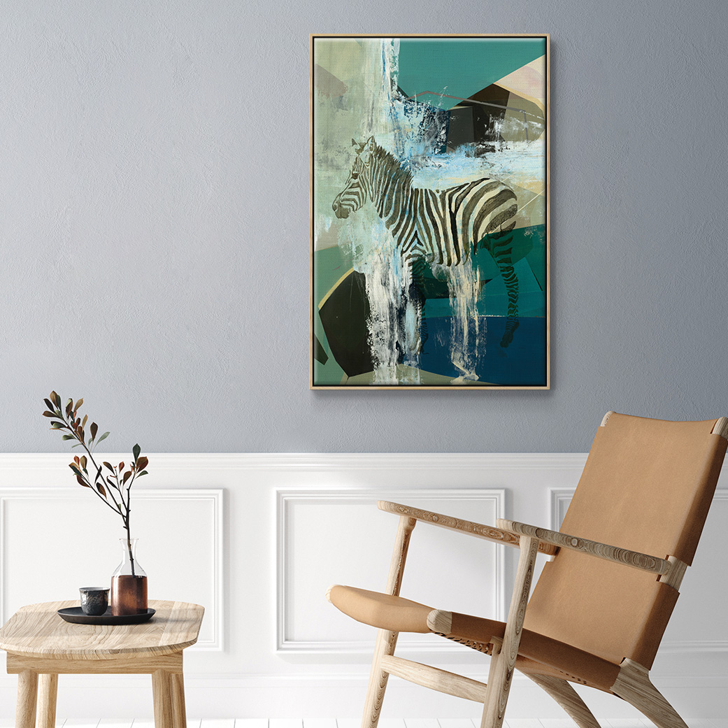 Crossing the Lines Framed Premium Gallery Wrapped Canvas - Ready to Hang - 25 x 37 - Natural Wood Floating Frame