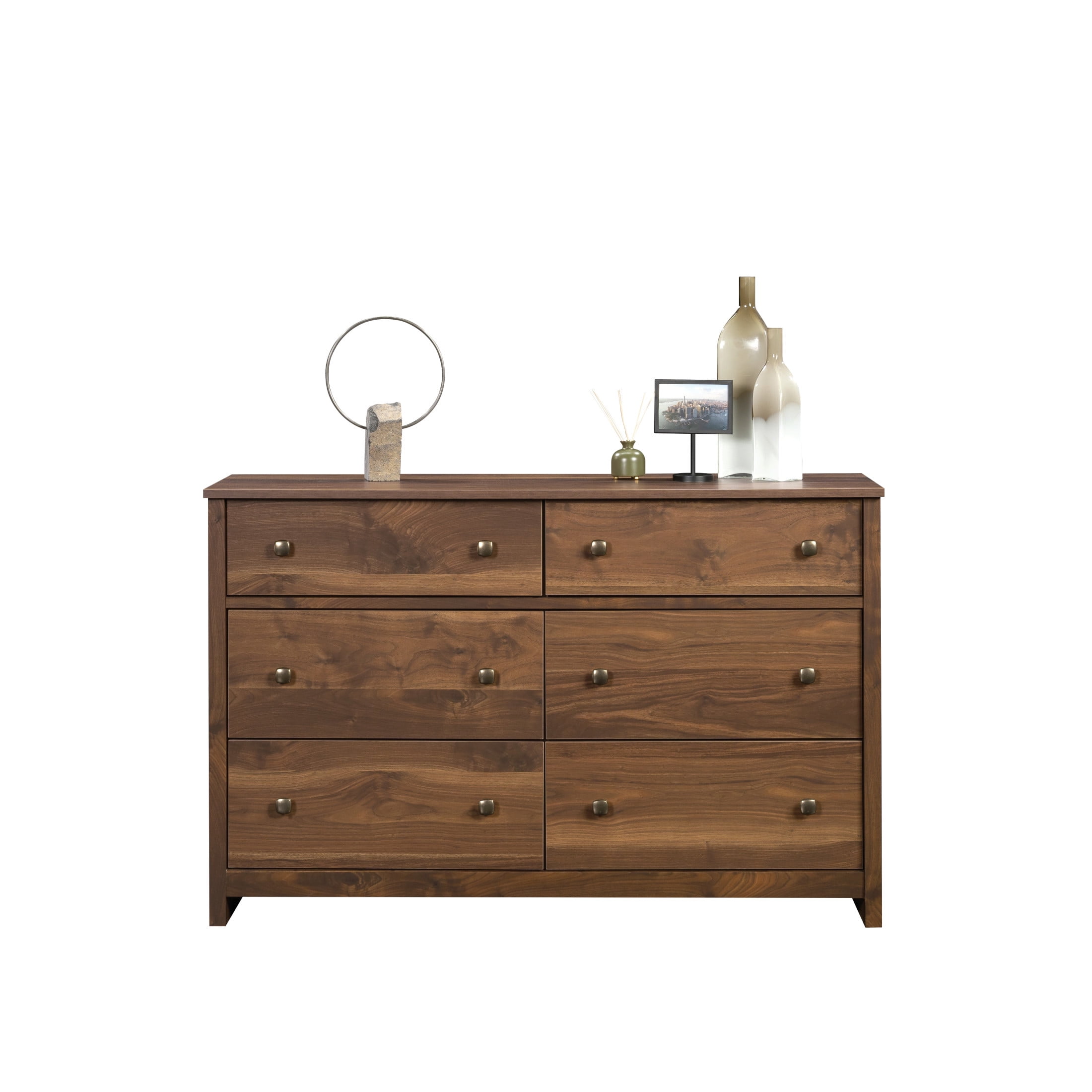 Sauder River Ranch 6-Drawer Bedroom Dresser, Grand Walnut Finish
