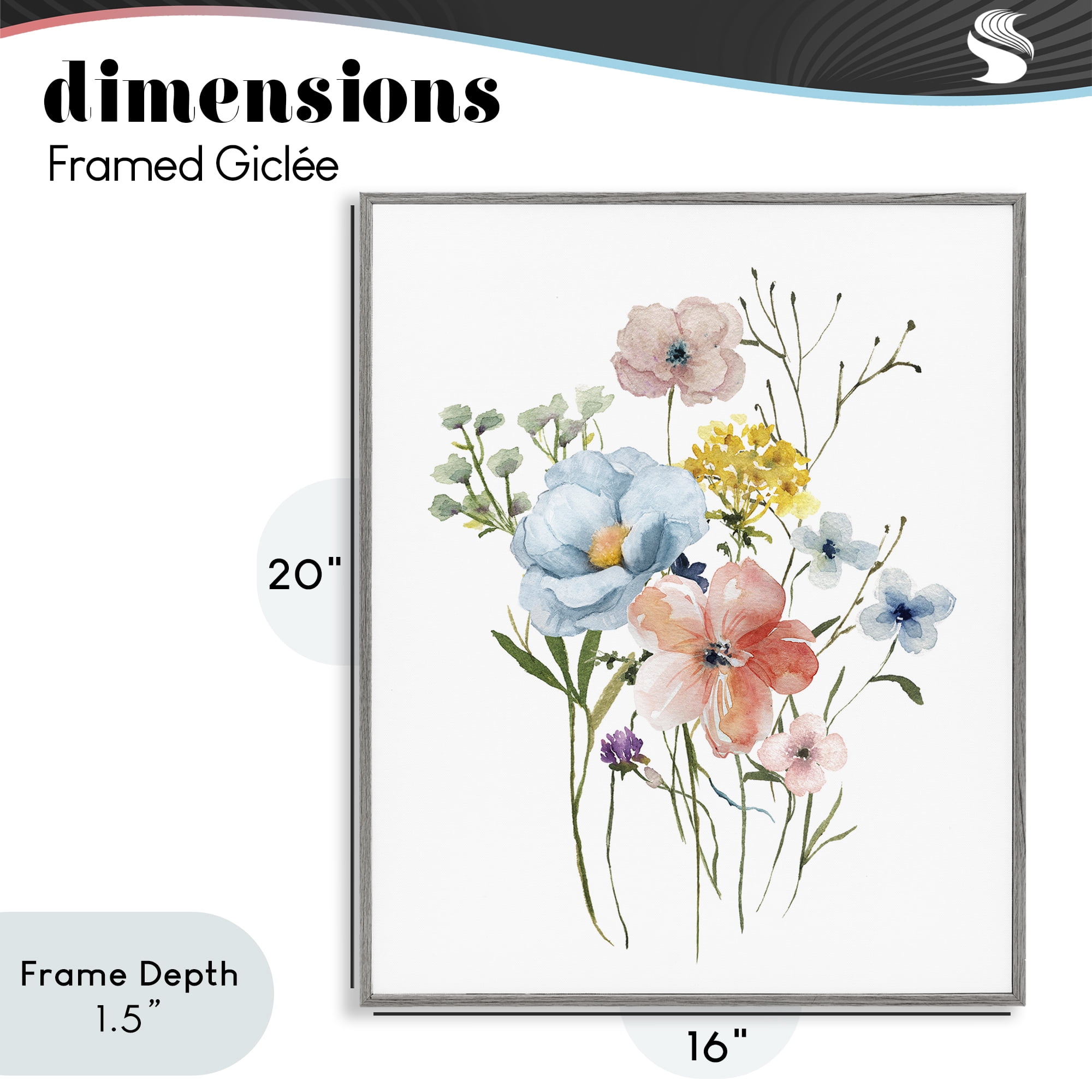Stupell Industries Spring Meadow Wild Flowers Gray Framed Giclee Art, design by Livi Finn