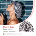 thumbnail image 4 of Gorros de baño para ducha Estampado de flores Impermeable Reutilizable Elástico Colorido Universal Largo Sombrero corto Baño Estampado de Juegos de accesorios de baño Estampado de leopardo rosa Bearachild HA062078-09B, 4 of 6