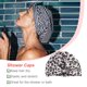 thumbnail image 5 of Gorros de baño para ducha, estampado de flores, impermeable, reutilizable, cubierta con dobladillo elástico, gorro de baño, gorro rizado, Juegos de accesorios de baño Estampado de leopardo rosa Bearachild HA062078-09B, 5 of 6