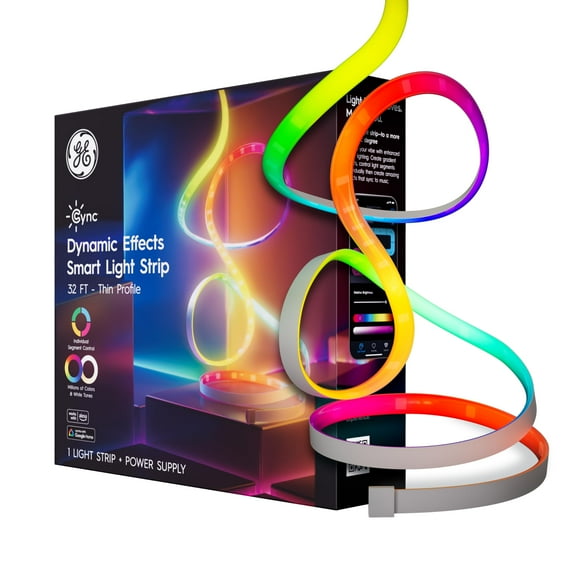 Cync GE Dynamic Effects Smart LED Light Strip with Music Sync, Color Changing WiFi Lights, Indoor Light Strip, Compatible with Alexa and Google Home, 32ft