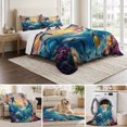thumbnail image 6 of Full Quilt Set 78''x90'', Blue Coastal Lightweight Summer Bedspread Coverlet Set with 2 Pillow Shams, Dolphin Summer Beach Nautical Ocean Breathable All Season Quilt Bedding for Bedroom/Guest Room, 6 of 9