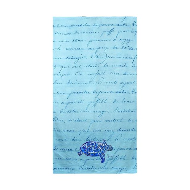 Betsy Drake BT344 Blue Script Serviette de Plage Tortue Bleue