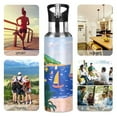 thumbnail image 7 of Yayeee 20oz Insulated Water Bottle Double Wall Stainless Steel with Flip Straw Lid, Green Seaside, 7 of 7