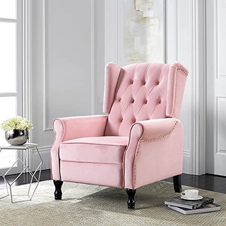 Altrobene Velvet Accent Chair, Push Back Recliner Chair, Wingback Arm ...