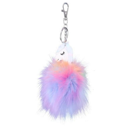 Fox Keychain - OkrayDirect Rabbit Fur Ball Fox Unicorn Keychain Bag Plush Car Key Ring Charm Pendant Gift