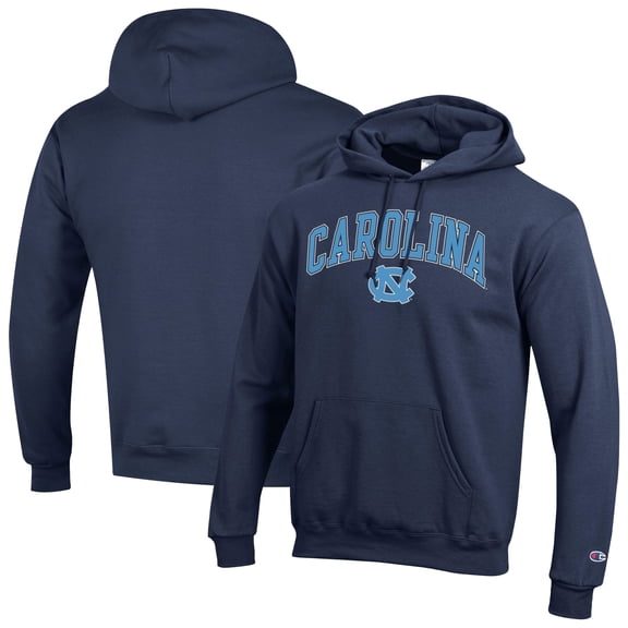 Men's-Champion Navy North Carolina Tar Heels Arch Over Logo Pullover Hoodie