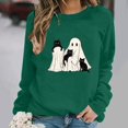 thumbnail image 2 of Turilly Cute Women's Halloween Graphic Pullover Sweatshirt Long Sleeve Crewneck Ghost with Cats Design for Festive Fall Outings, 2 of 6