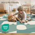thumbnail image 4 of ODIKA 6'x9' Teal Sage Green Geometric Checkered Washable Area Rug Modern Mid Century Repeating Motif With Rounded Arch for Dining Room, Under Table, Office Décor, Non-Slip Chair-Friendly, 4 of 7