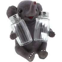 Servette Home Jungle Animals Kitchen Décor Novelty Salt and Pepper Shaker Set with Holder - Baby Elephant