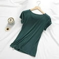 thumbnail image 2 of Fall Saving! HVOBTTY Women's Short Sleeve Pajama Top, Pajama Top for Women, Women's Soft Comfortable Solid Color Short Sleeve Homewear Pajama Top Green, L, 2 of 4