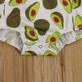 thumbnail image 4 of ITFABS Avocado/Strawberry/Corn Print Fly Sleeve Romper + Bowknot Headband, 4 of 5