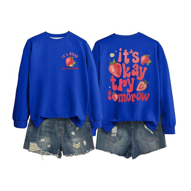 VBARHMQRT Chandails à Capuchon Surdimensionnés Chandail à Capuchon pour Femme Erreur Sans Importance Automne Motif Mignon T-Shirt Nouveauté Col Rond Manches Longues Haut