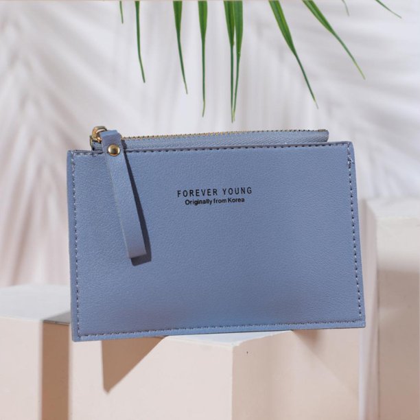 Versión de mini billetera de color sólido para mujer, bolso creativo para tarjetas, monedero pequeño con cremallera de PU, tarjetero para hombre