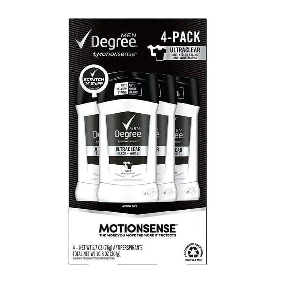 Degree Men UltraClear Black   White Antiperspirant Deodorant, 2.7 oz, 4 count