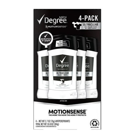 Degree Men UltraClear Black+White Antiperspirant Deodorant, 2.7 oz, 4 count
